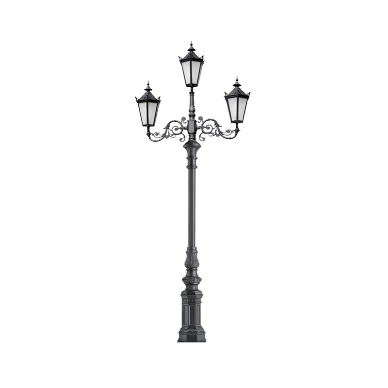 DDK-ZH-0601 Poteaux d'éclairage de jardin en acier à trois bras avec base en aluminium